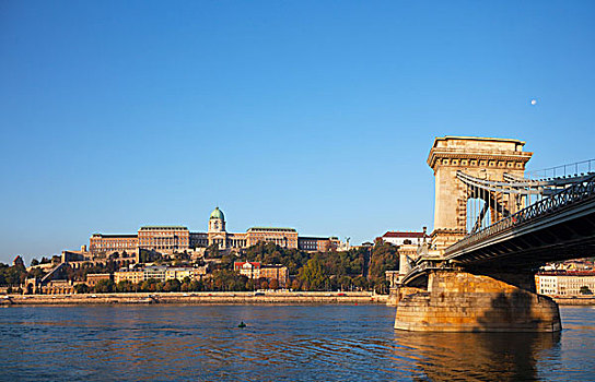 吊桥,布达佩斯,匈牙利,早晨