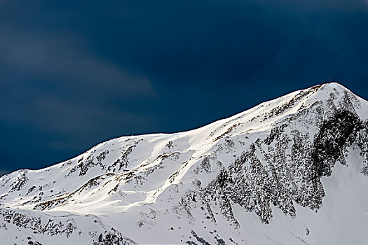 积雪,山峰,山谷,提洛尔,奥地利,欧洲