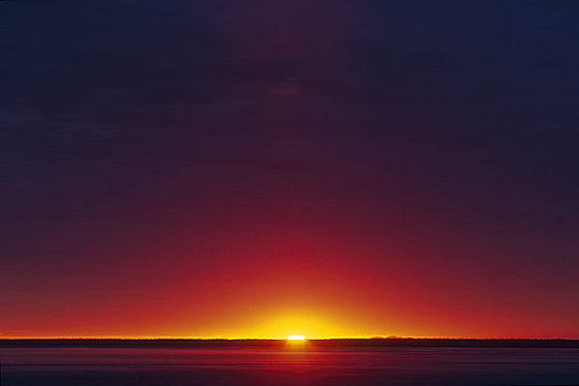 日落,午夜,库克海峡,夏天