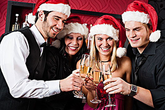 圣诞聚会,朋友,酒吧,干杯,香槟