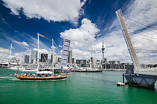 游艇,奥克兰,港口,开合式吊桥,新西兰,大洋洲