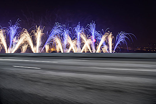 空路,现代,城市,烟花