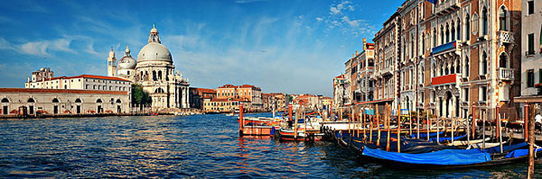 水岸,风景,威尼斯,教堂,圣马利亚,行礼,运河,全景,意大利