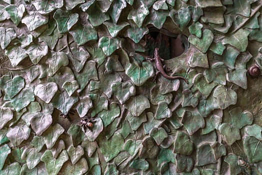 巴塞罗那圣家堂绿叶装饰的墙面