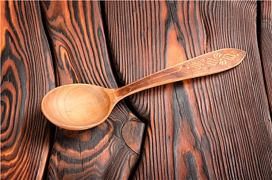 木勺,木质背景