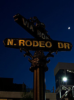 夜晚,罗迪欧大道,比弗利山,洛杉矶,加利福尼亚