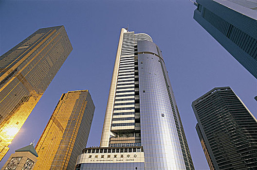 仰视,摩天大楼,城市,中国