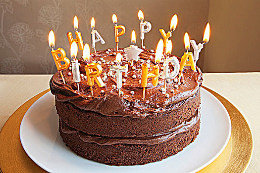 巧克力,生日蛋糕,许多,蜡烛