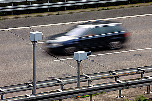 雷达,控制,速度,监测,摄影,高速公路,公里,钟点,限速,杜塞尔多夫,北莱茵威斯特伐利亚,德国,欧洲