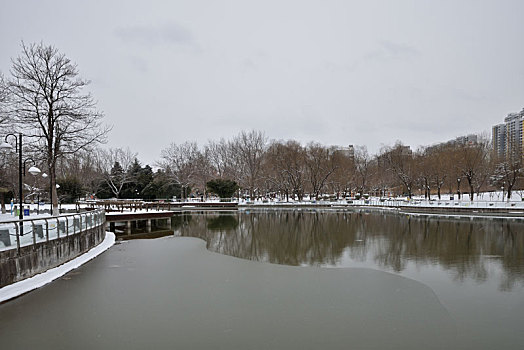 河北省石家庄市公园雪景