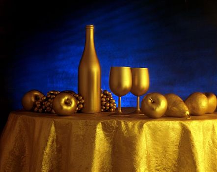 桌面布置,水果,葡萄酒