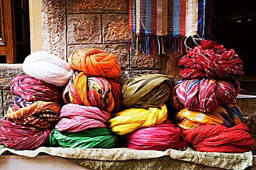 堆积,缠头巾,正面,建筑,斋沙默尔,拉贾斯坦邦,印度