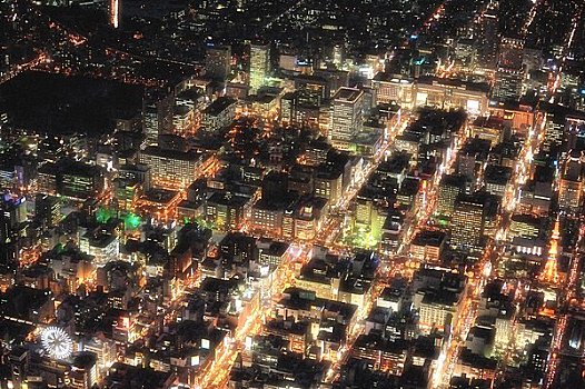 夜景,札幌,航拍