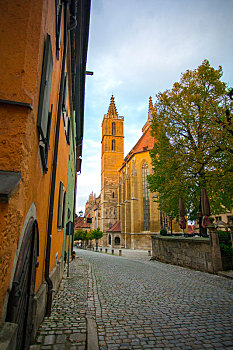 德国罗腾堡童话镇城市中古老的教堂