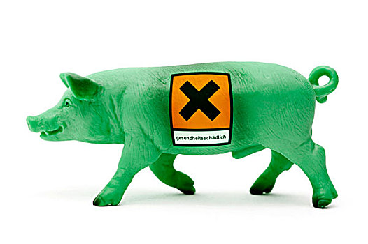 绿色,微型,猪,健康,警告,不干胶,象征,图像,污染,猪肉