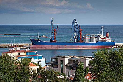 保加利亚,黑海,海岸,俯视图,港口