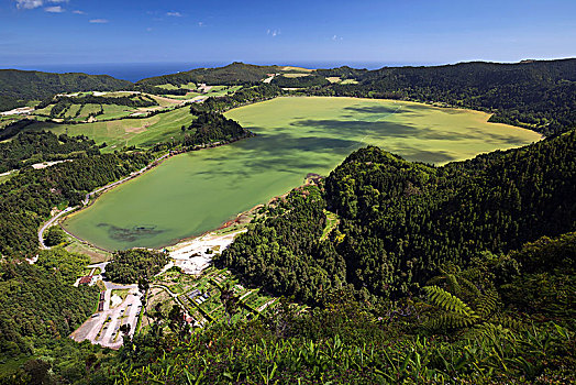 风景,湖,岛屿,亚速尔群岛,葡萄牙,欧洲