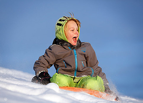男孩,11岁,滑雪橇
