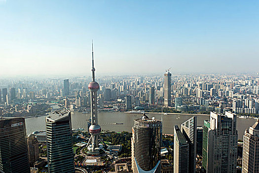 风景,金茂大厦,摩天大楼,东方明珠电视塔,黄浦江,上海,中国,亚洲