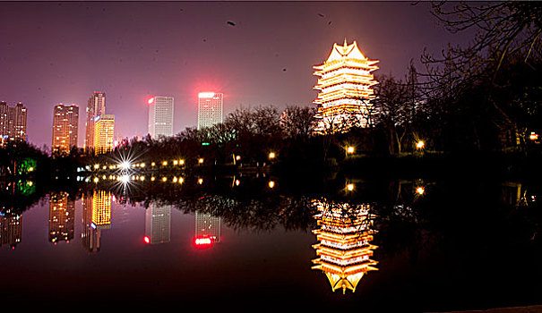 安徽合肥春节,包河公园夜景迷人