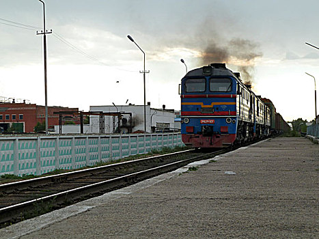 柴油车辆,列车,拉拽,货运,铁路,线条,乌兰巴托,南,蒙古,亚洲