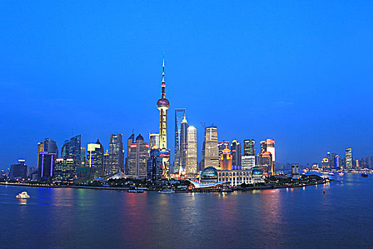 上海外滩,陆家嘴现代建筑群,夜景