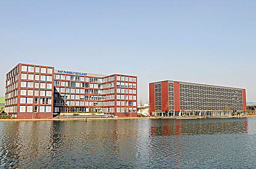 现代,办公室,建筑,港口,杜伊斯堡,区域,北莱茵威斯特伐利亚,德国,欧洲