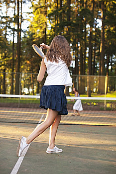 两个,女青年,玩,网球