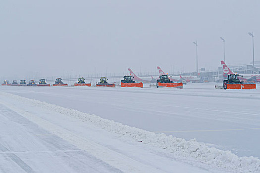 雪,冬天,扫雪机,飞机,区域,1号航站楼,慕尼黑机场,巴伐利亚,德国,欧洲