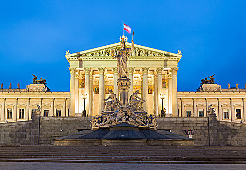 国会大厦,奥地利,议会,黄昏,维也纳,欧洲