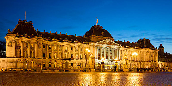 皇宫,黃昏,布鲁塞尔,比利时,欧洲