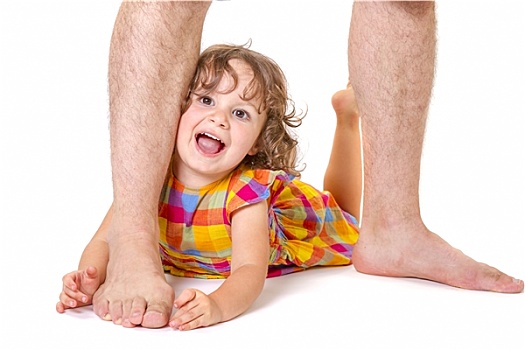 小,女儿,脚,父亲