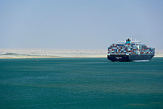 集装箱船,苏伊士运河,埃及,北非,非洲
