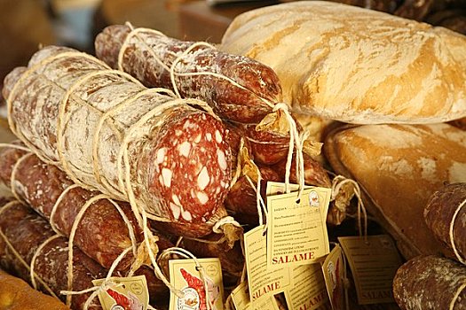 意大利,意大利腊肠,面包,市场,佛罗伦萨
