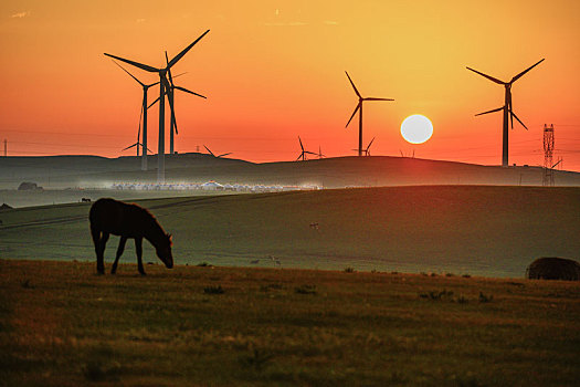 新能源,风力发电,内蒙古草原