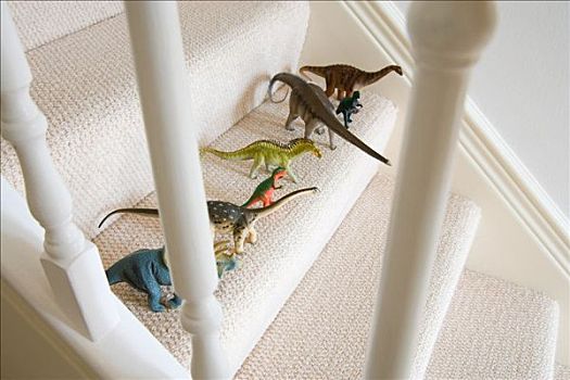 玩具,恐龙,楼梯