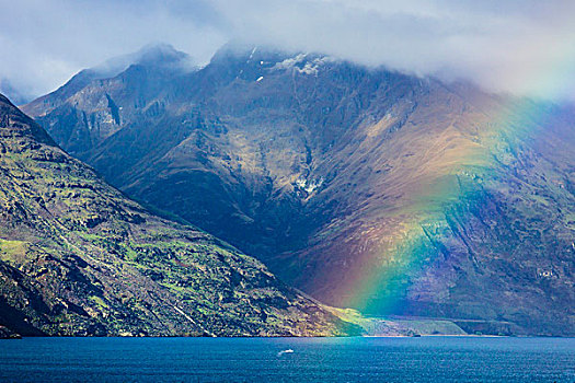 彩虹,上方,瓦卡蒂普湖,皇后镇,奥塔哥,新西兰