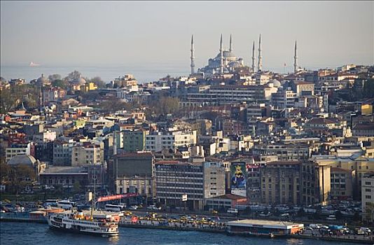 蓝色清真寺,高处,藍色清真寺,金角湾,伊斯坦布尔