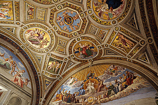 天花板,设计,梵蒂冈,博物馆,罗马,意大利,欧洲