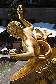 普罗米修斯,雕塑,洛克菲勒中心,曼哈顿,纽约,美国