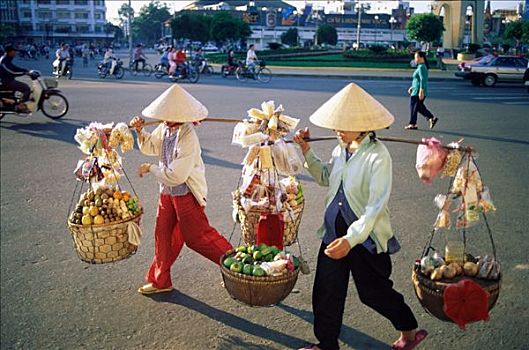 女性,女人,出售,农产品,市场,胡志明市,西贡,越南