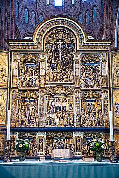 金色,圣坛,世界遗产,大教堂,罗斯基勒,丹麦