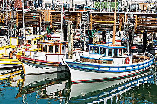 渔船,港口,渔人码头,旧金山,加利福尼亚,美国,北美