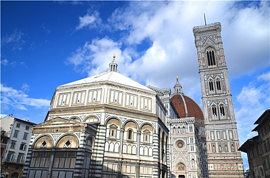 印象深刻,著名,大理石,大教堂,圣母百花大教堂,佛罗伦萨,意大利