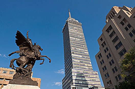 骑马雕像,高层建筑,联邦,墨西哥城,墨西哥