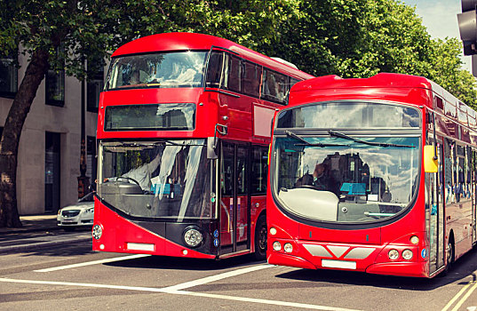 城市街道,红色,双层巴士,巴士,伦敦