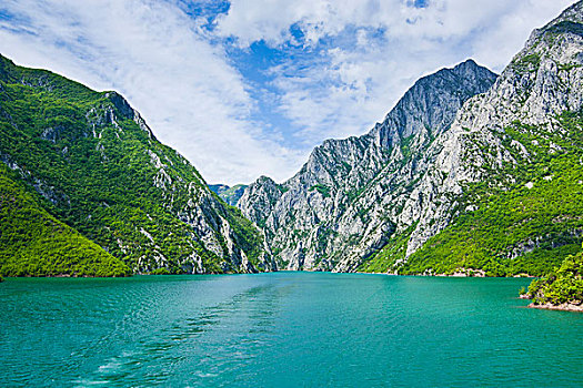 悬崖,水,水库,巴尔干,阿尔巴尼亚,欧洲