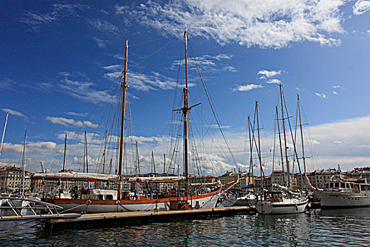 帆船,港口,马赛,法国南部,欧洲