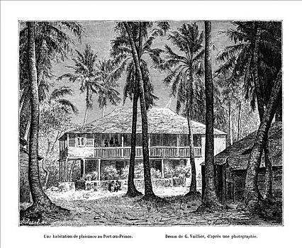 热带,建筑,太子港,海地,19世纪,艺术家