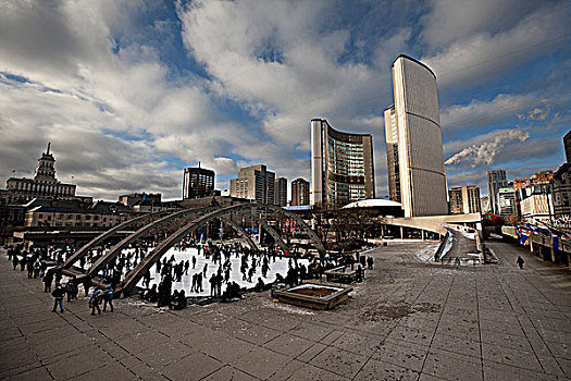 滑冰,室外,广场,滑冰场,市政厅,多伦多,安大略省,加拿大